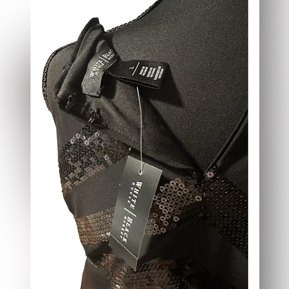 NWT White House Black Market Black Chevron Sequin Tank Size L - Picture 6 of 6